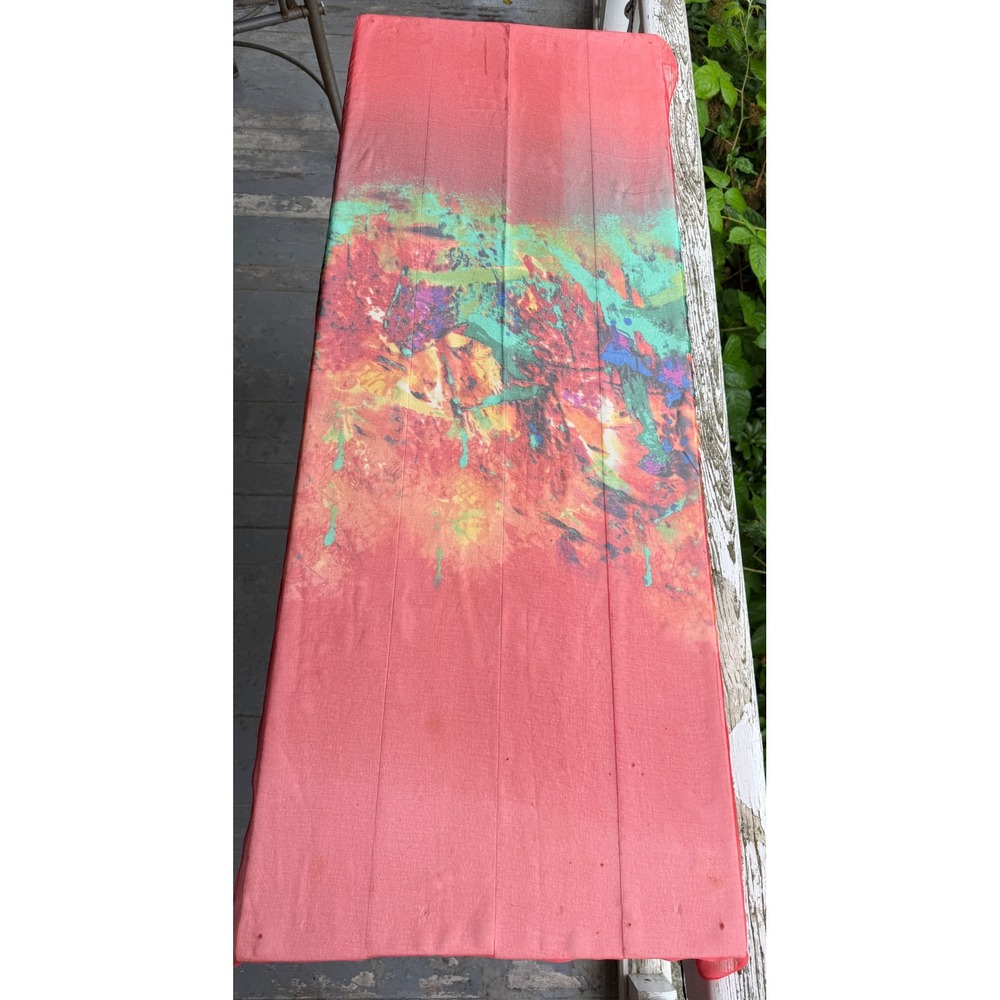 Unbranded Abstract Print Sheer Rectangular Scarf Red Multi Accessory - Picture 5 of 11
